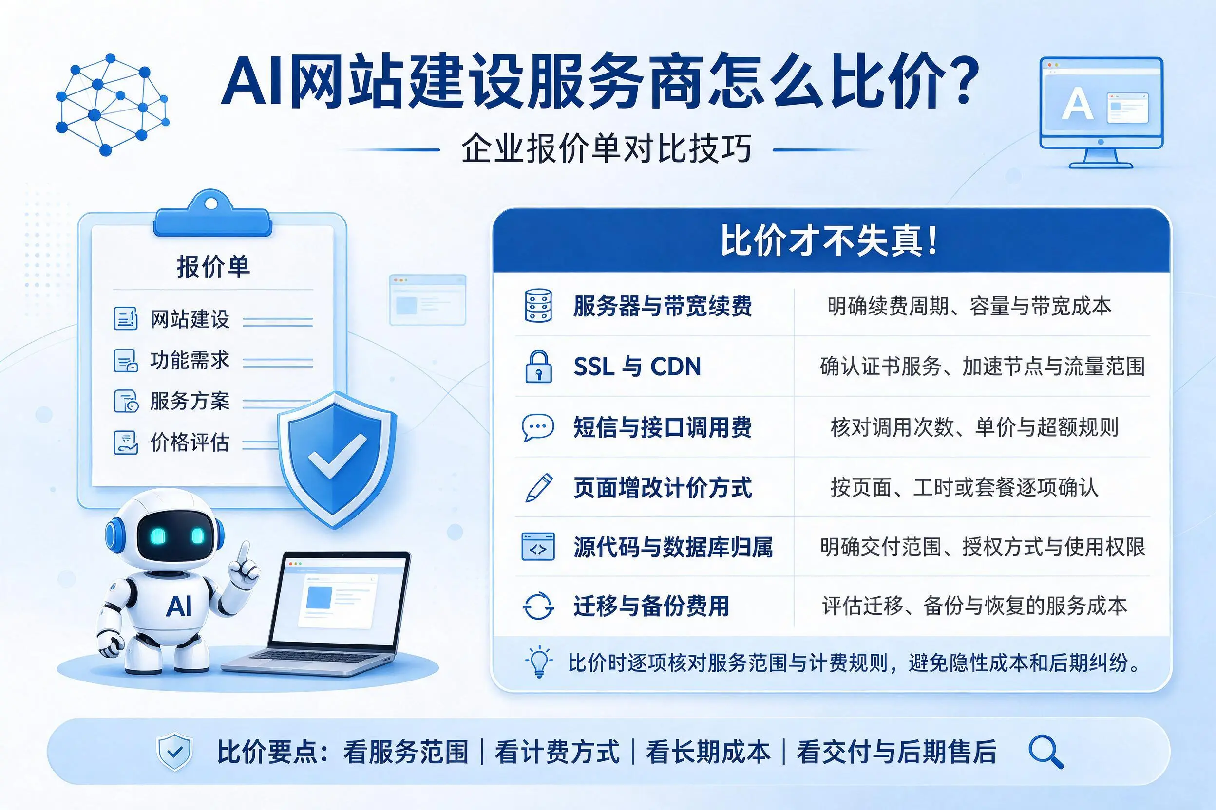 AI网站建设服务商怎么比价?阿克苏企业报价单对比技巧